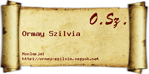 Ormay Szilvia névjegykártya